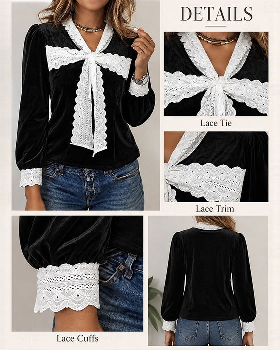 Oberteil V-Ausschnitt Schleife Patchwork