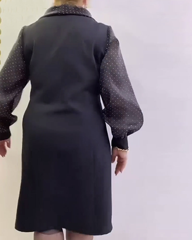 Kleid Laternenärmel Netz Patchwork