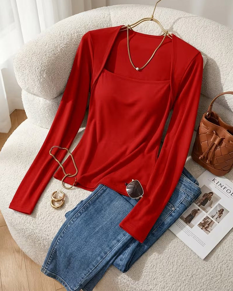 Bluse Stilvoll Slim Langarm