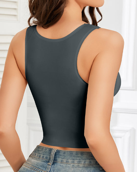 Tank Top Mesh-Splicing Eingebauter Bh