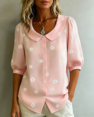 Lässige Bluse Mit Blumenmuster Und Puffärmeln