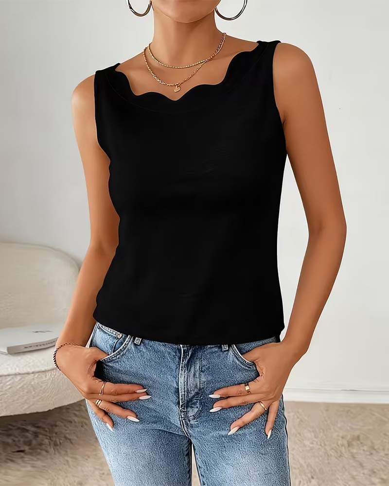 Tanktop gewellter Ausschnitt tailliert
