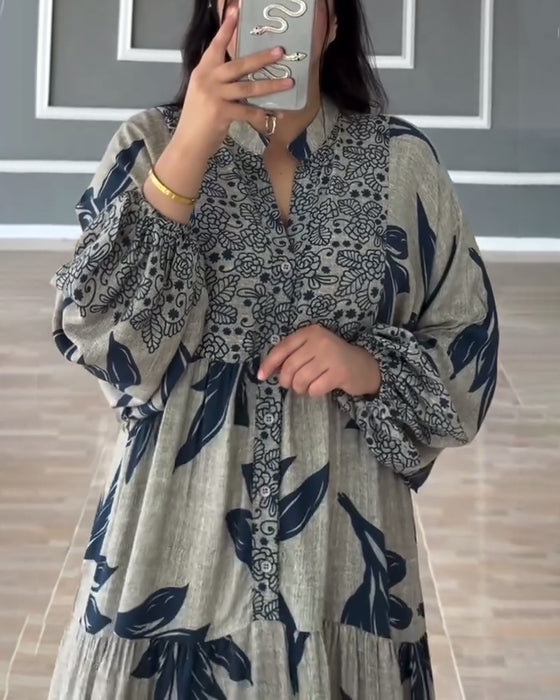 Lässiges Kleid mit Print, lange Ärmel