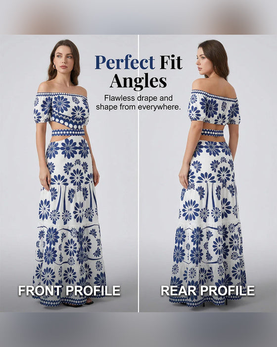 Kleid Off-Shoulder Blumig Ausschnitt