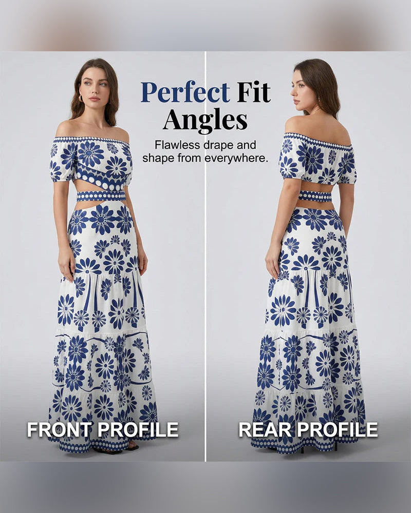 Kleid Off-Shoulder Blumig Ausschnitt
