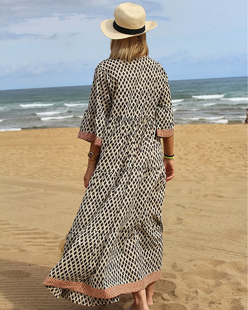 Kleid Mit Rautenmuster Und Weiter Passform