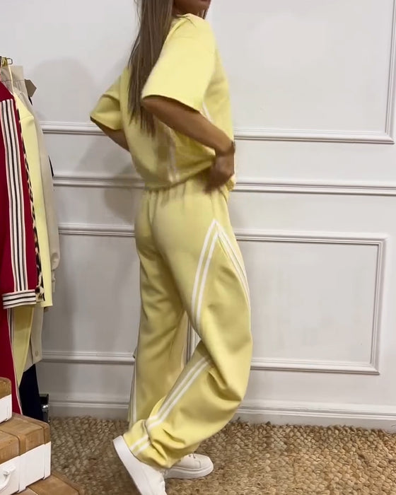 Zweiteiliges Set Athletic Streifenbesatz Lässig