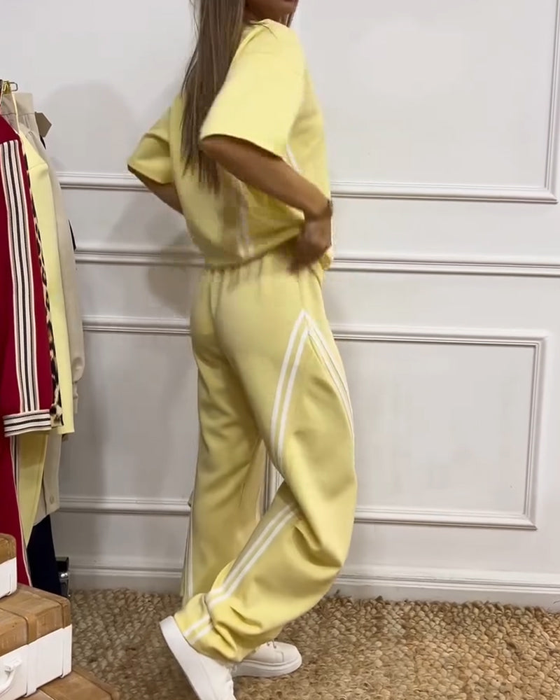 Zweiteiliges Set Athletic Streifenbesatz Lässig