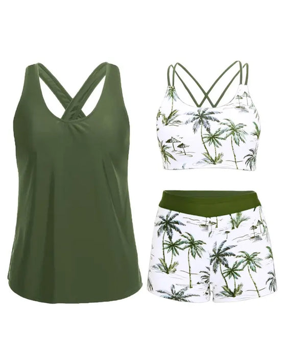 Urlaubs Bedruckter Ärmelloser Tankini