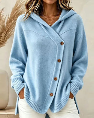 Pullover Geknöpft Langarm Mit Kapuze