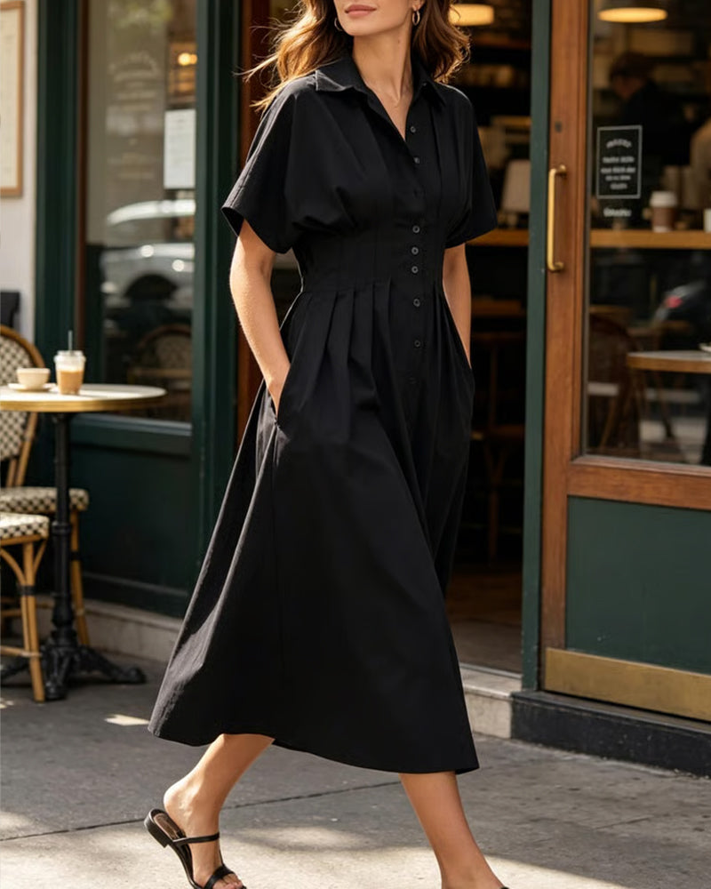Kleid Einreihig Tailliert Hemd