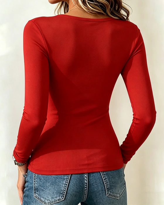 Bluse Stilvoll Slim Langarm