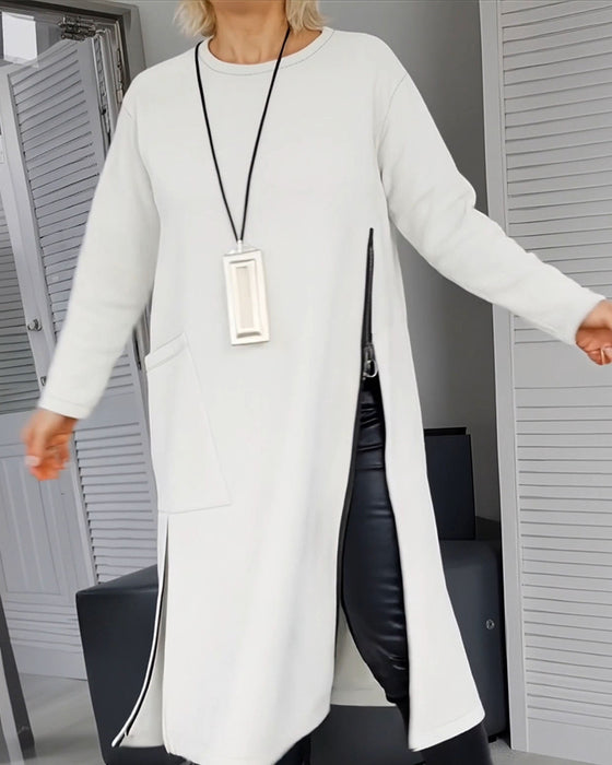 Kleid stylische große Tasche Reißverschluss-Design