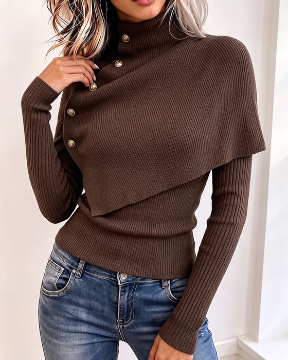 Pullover Schalkragen Zweiteilig Gestrickt