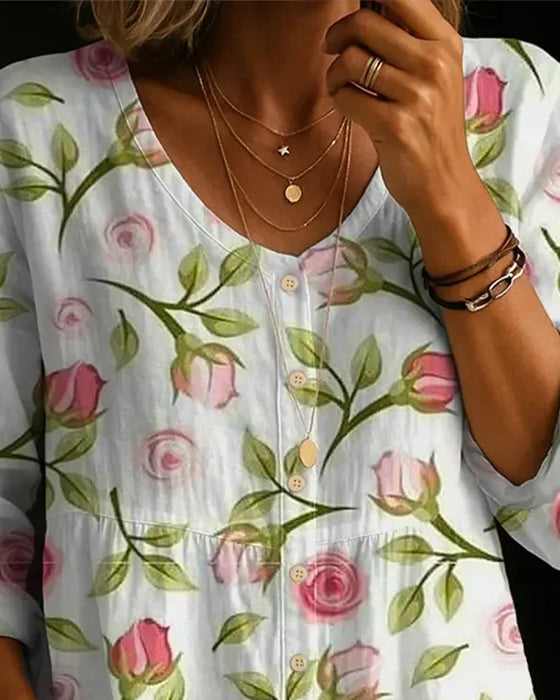 Bluse Blumendruck Locker