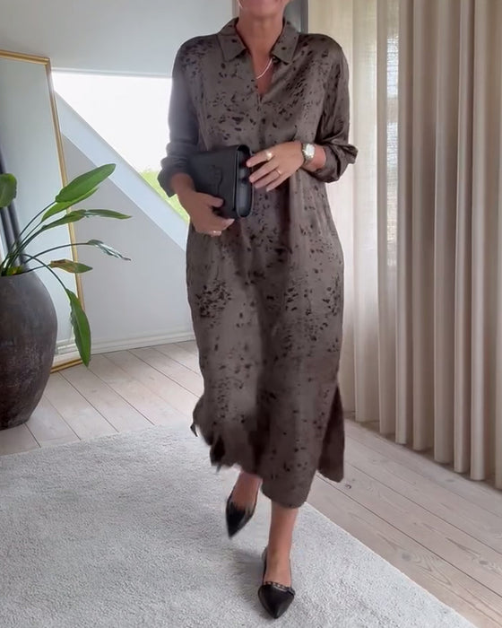 Elegantes Kleid mit Vintage-Print im Hemdstyle