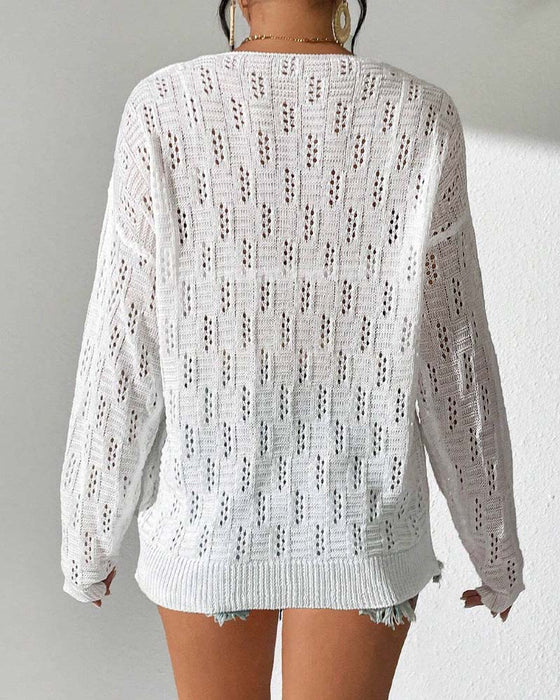 Pullover Lochmuster Drop-Schulter