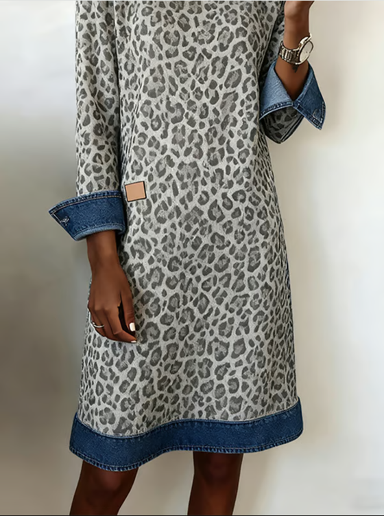 Kleid Mit Modischem Revers Und Farbblock-Design