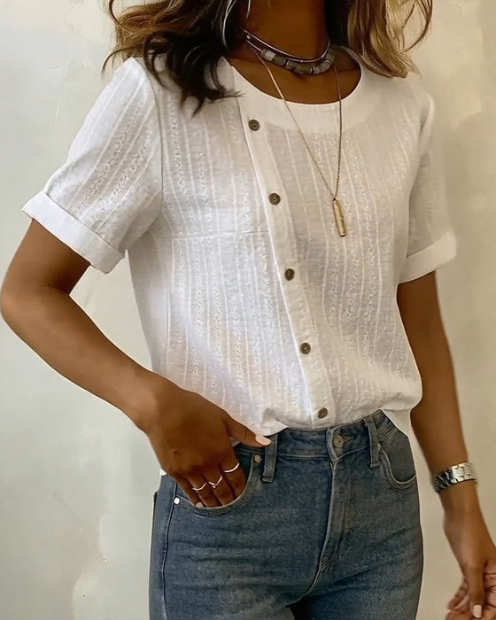 Bluse Diagonal Knopf Kurzarm