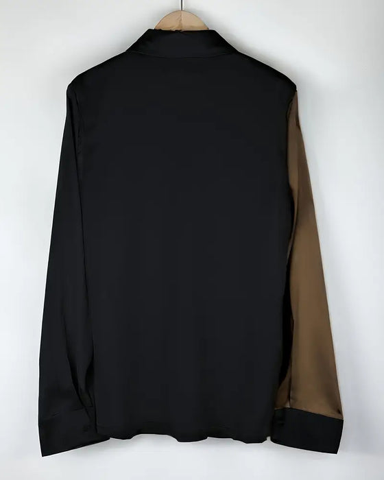 Hemd Modisch Business-Satin Colorblocking