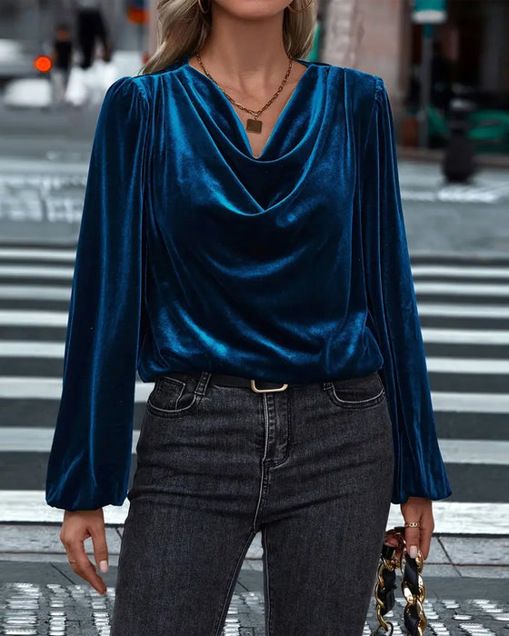 Bluse modisch und elegant mit Drapékragen