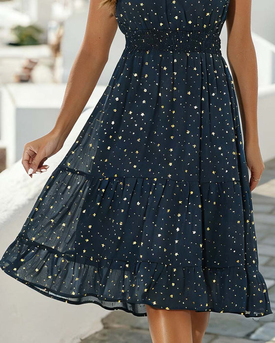 Kleid Rüsche Ärmellos Volant