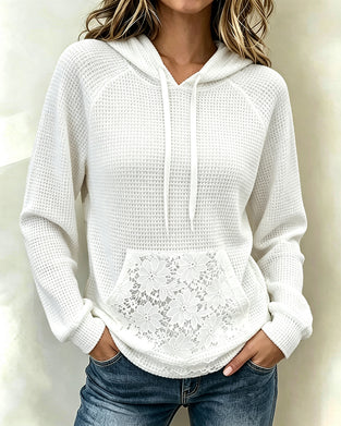Hoodie Kordelzug Waffel Lässig