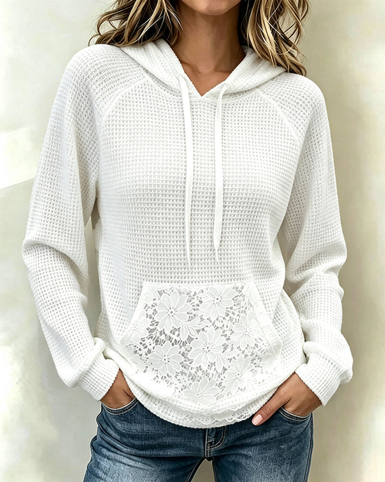 Hoodie Kordelzug Waffel Lässig