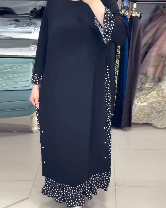 Kleid gepunktet Patchwork Druck