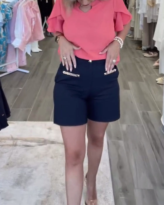 Shorts Mit Kettenverzierung Lässig