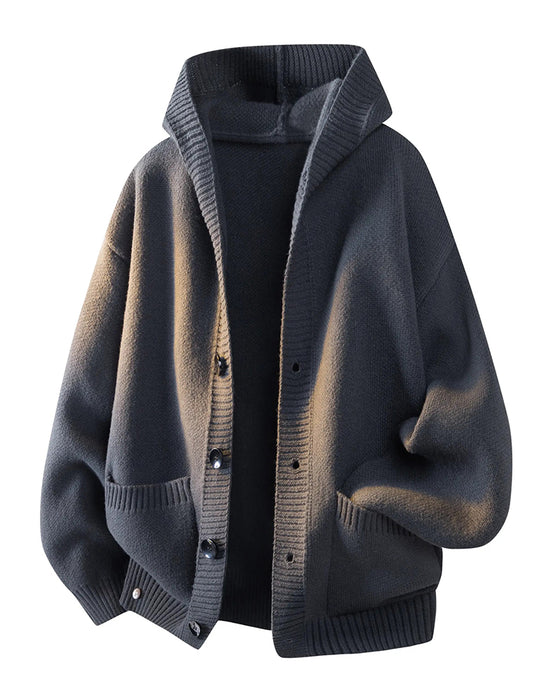 Cardigan Kapuze Knopf Tasche Herren