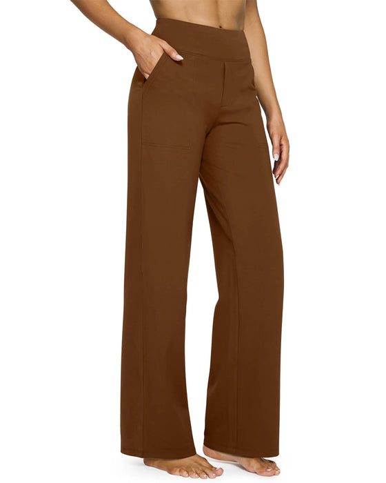 Hose Damen High Waist Stretch Casual Yoga Weites Bein