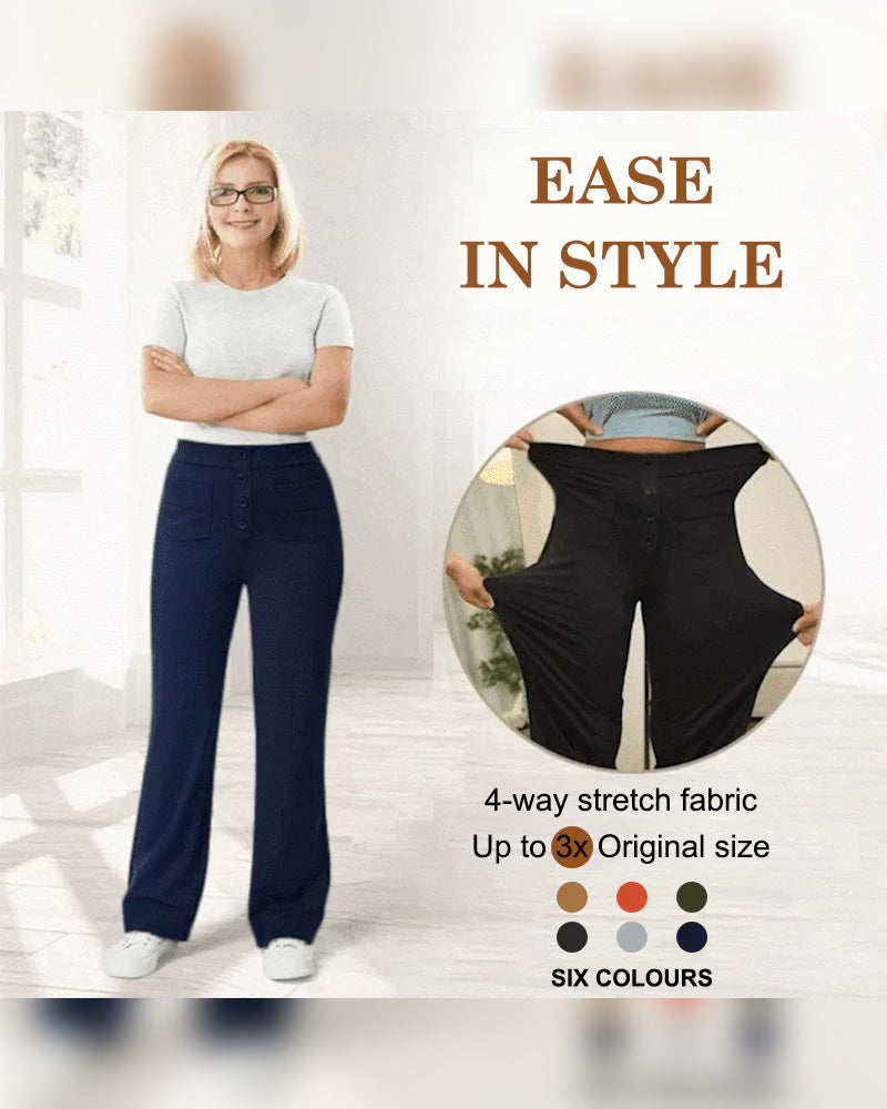 Hose High Waisted Knopfleiste Weites Bein