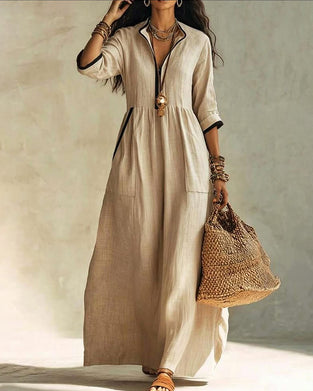 Kleid Mandarin Kragen Lässig