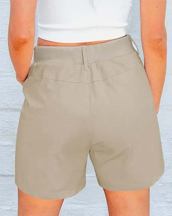 Shorts Mit Taschenknopf Unifarben
