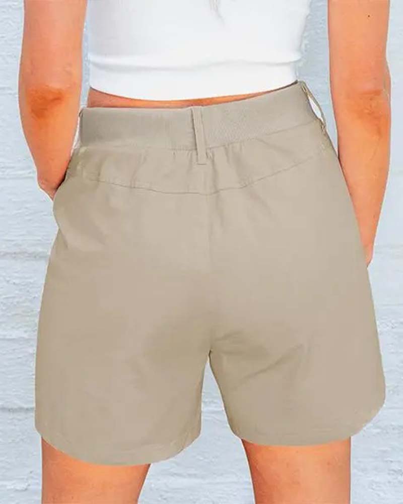 Shorts Mit Taschenknopf Unifarben