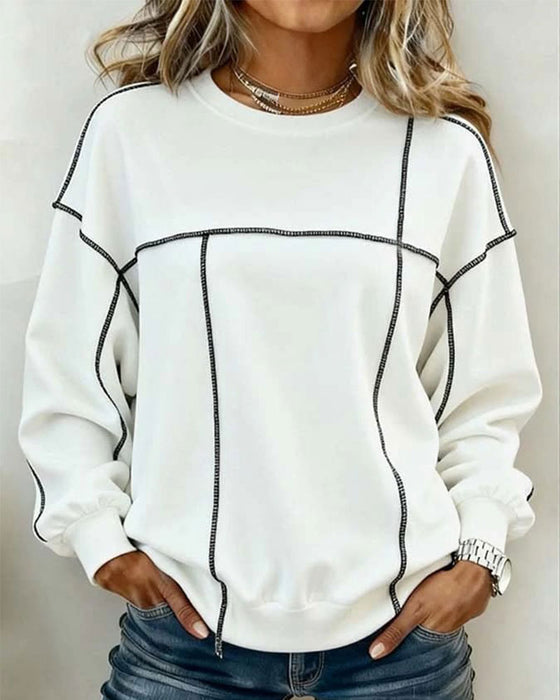 Sweatshirt Rundhals Oversized Farbblock