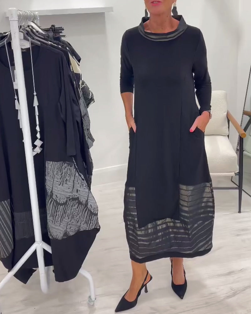 Modisches unifarbenes Kleid mit Abnähern