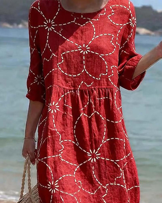 Kleid Lässig Blumen Print