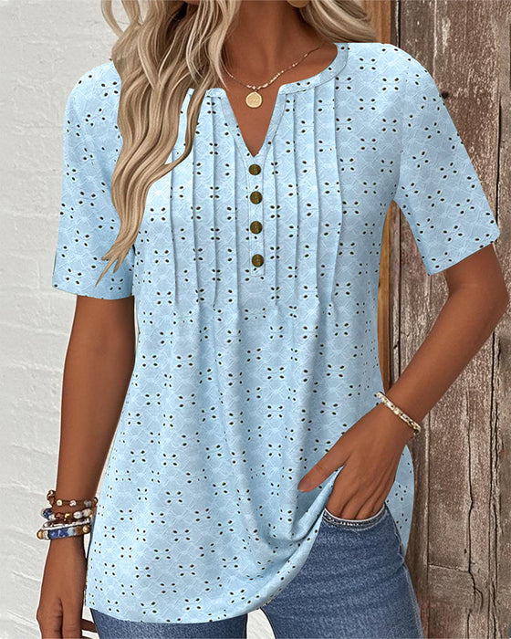 Blouse Casual Einfarbig Ausgehöhlt