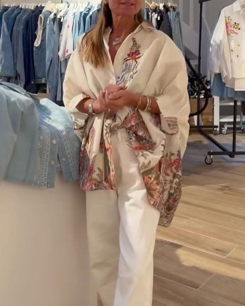 Hemd mit lockerer Passform im Ethno-Stil mit Druck