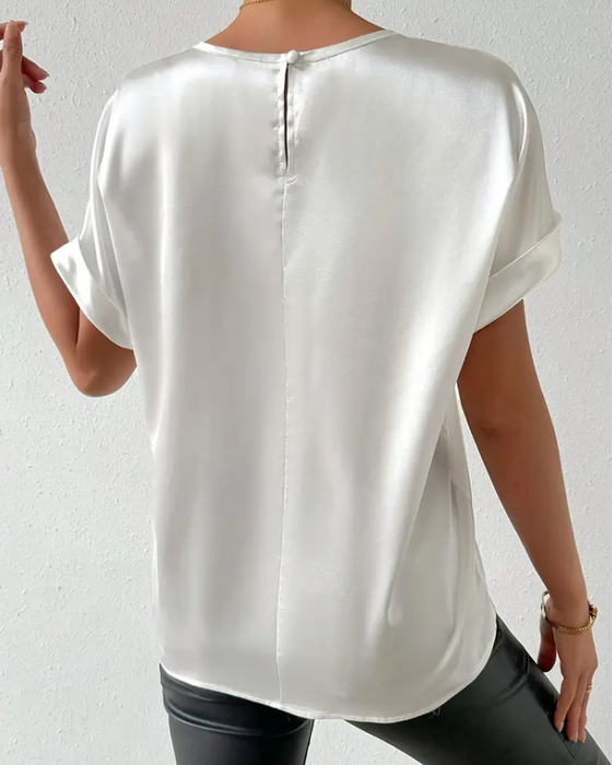T-Shirt Rundhalsausschnitt Satin Glatt
