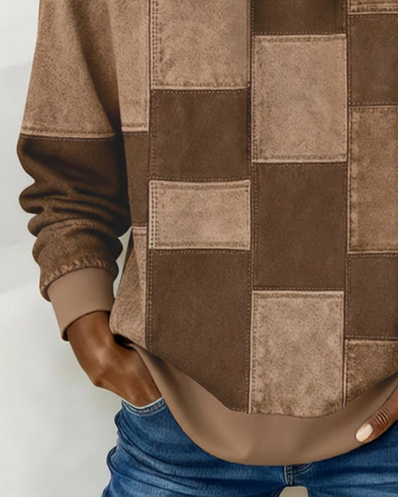 stylischer karierter Hoodie mit langen Ärmeln