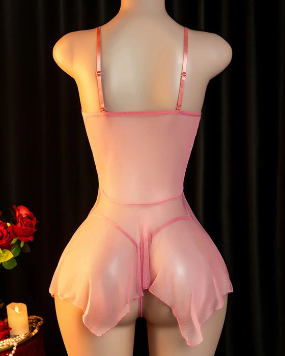 Sleepwear Spitze Mesh Spaghettiträger