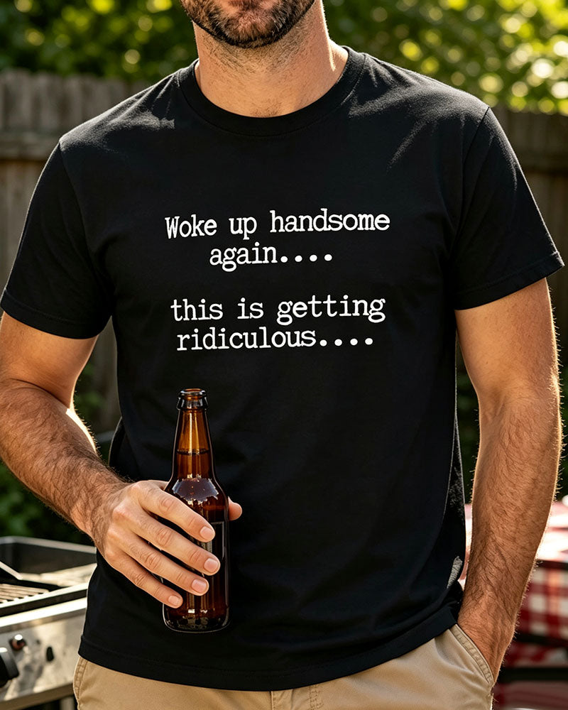 Herren T-Shirt Buchstabe Druck Rundhals