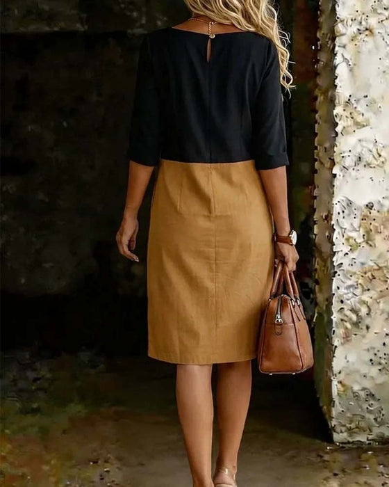 Kleid Farbblock Gerade
