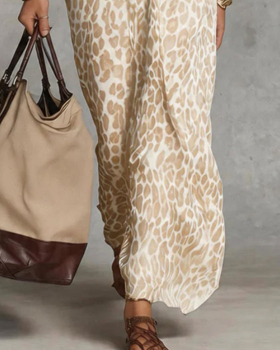 Kleid Trendy Leopard Fledermausärmel