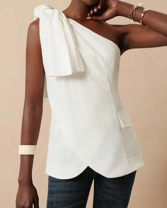 Bluse Off-Shoulder Kreuz Bindung Design