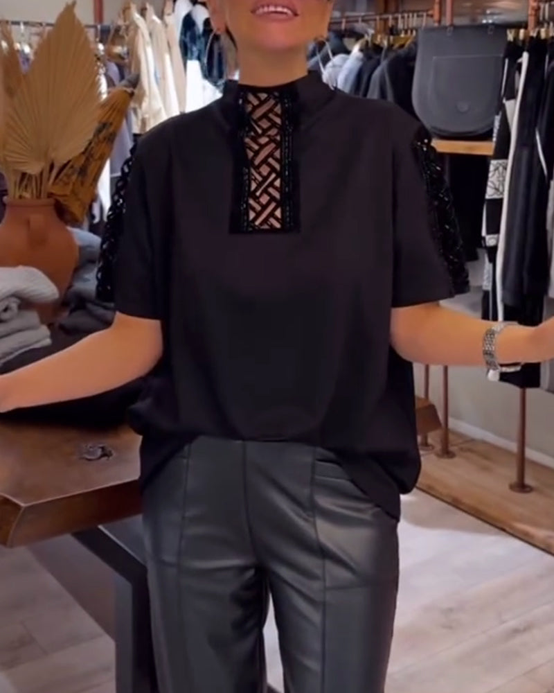 Top Modisch Kurzärmig Ausschnitt