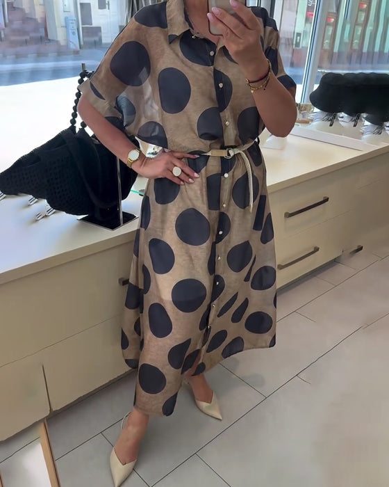 Lässiges Kleid Mit Revers, Tupfenmuster